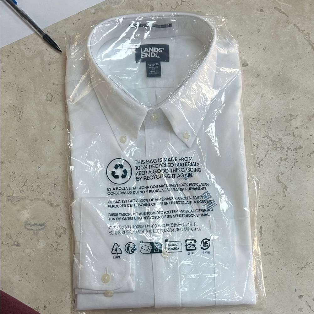 Lands' End Men's Classic White Dress Shirt